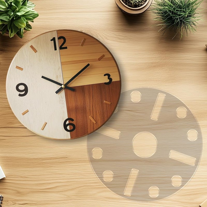 beinkmake Round Clock Router Template Circle Acrylic Router Template with Clock Dials for Woodworking Drawing Inlay Templates Charcuterie Board Decorative Templates - Image 5